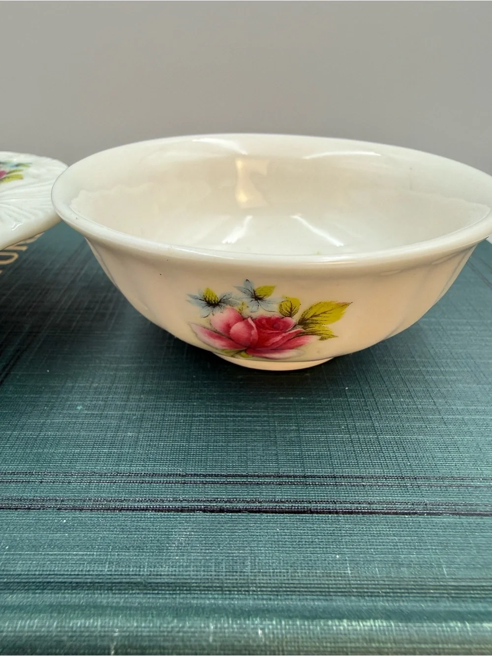 Vintage Fielder Two-Piece Porcelain Roses Floral Tea Strainer and Drip Bowl Cup